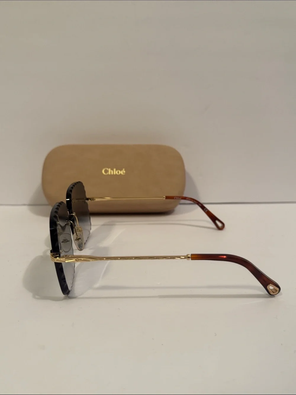 Chloe CE161S Women's Scalloped Gold Frame Sunglasses with Gradient Lenses